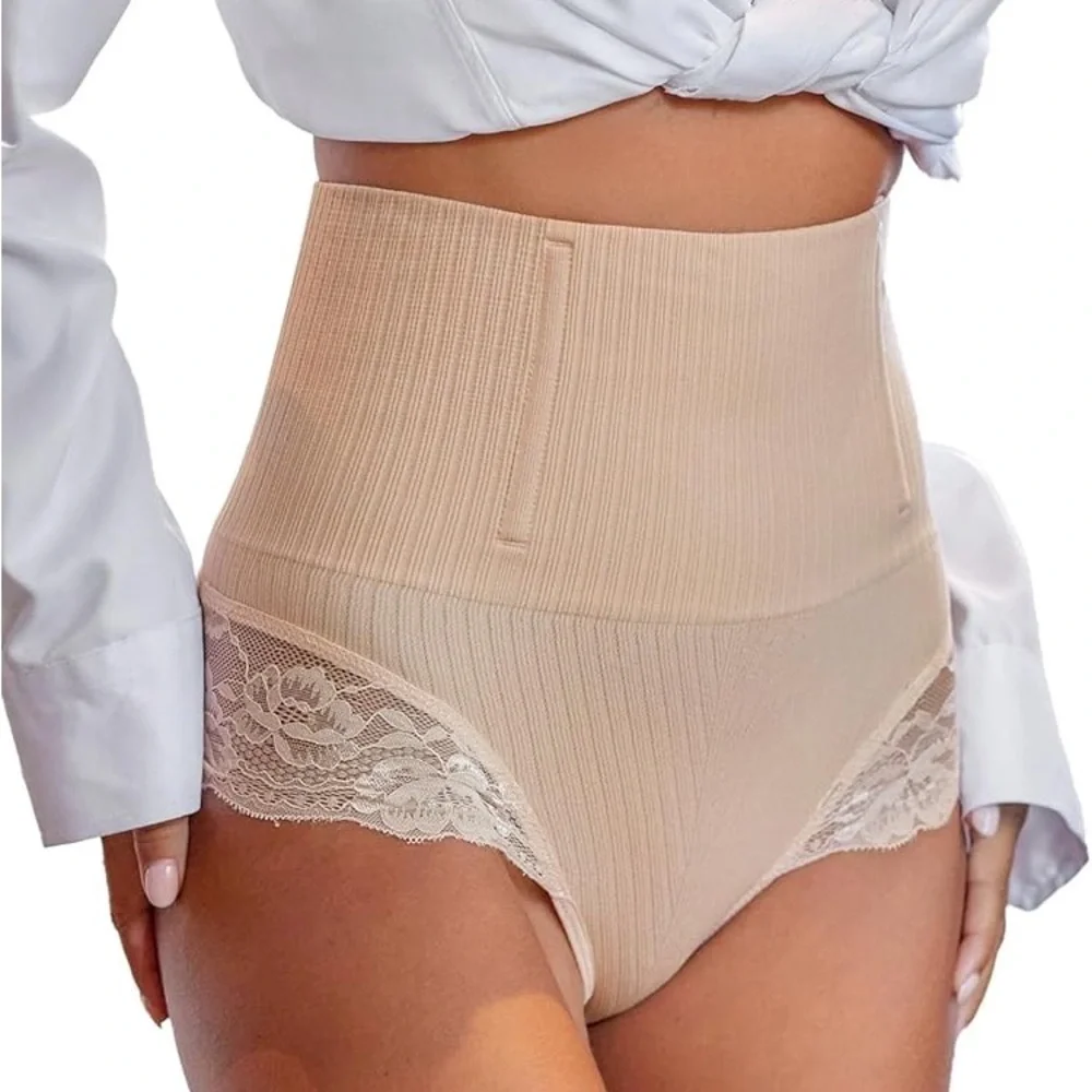 Women Seamless High Waist Tummy Body Shaper Underwear Lace Corset - Picture 6 of 9
